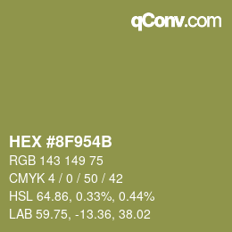 Color code: HEX #8F954B | qconv.com