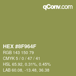 Farbcode: HEX #8F964F | qconv.com