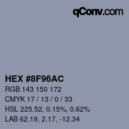 Color code: HEX #8F96AC | qconv.com