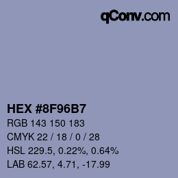 Color code: HEX #8F96B7 | qconv.com