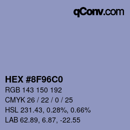 Color code: HEX #8F96C0 | qconv.com