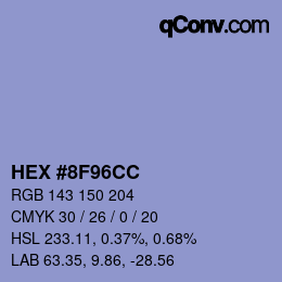 颜色代码: HEX #8F96CC | qconv.com