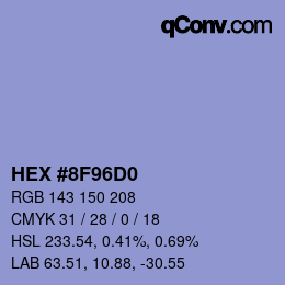 カラーコード: HEX #8F96D0 | qconv.com
