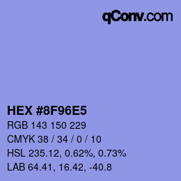 カラーコード: HEX #8F96E5 | qconv.com