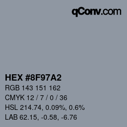 颜色代码: HEX #8F97A2 | qconv.com