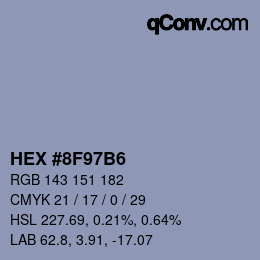 Color code: HEX #8F97B6 | qconv.com