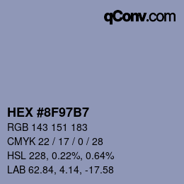 颜色代码: HEX #8F97B7 | qconv.com