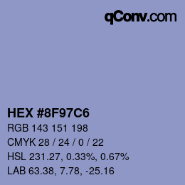 Color code: HEX #8F97C6 | qconv.com