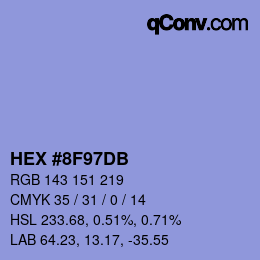 颜色代码: HEX #8F97DB | qconv.com