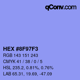 Color code: HEX #8F97F3 | qconv.com