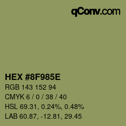 Color code: HEX #8F985E | qconv.com