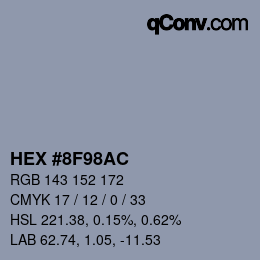 Color code: HEX #8F98AC | qconv.com