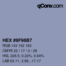 Color code: HEX #8F98B7 | qconv.com