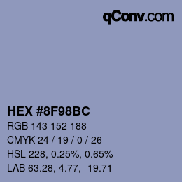 Color code: HEX #8F98BC | qconv.com