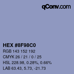 カラーコード: HEX #8F98C0 | qconv.com