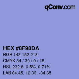 カラーコード: HEX #8F98DA | qconv.com