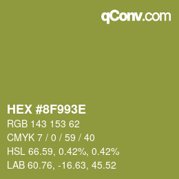 Color code: HEX #8F993E | qconv.com