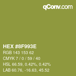 颜色代码: HEX #8F993E | qconv.com
