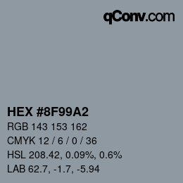 カラーコード: HEX #8F99A2 | qconv.com