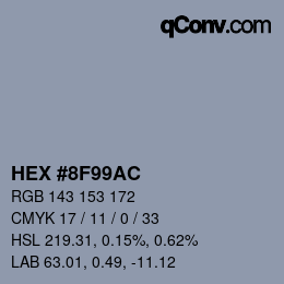 カラーコード: HEX #8F99AC | qconv.com