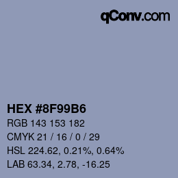 カラーコード: HEX #8F99B6 | qconv.com