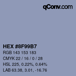 颜色代码: HEX #8F99B7 | qconv.com