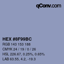 Color code: HEX #8F99BC | qconv.com