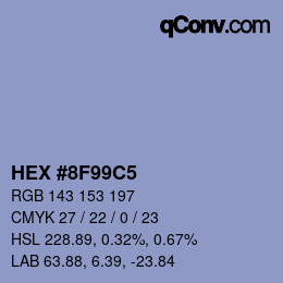 カラーコード: HEX #8F99C5 | qconv.com