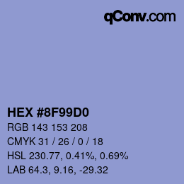 Color code: HEX #8F99D0 | qconv.com