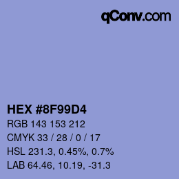 カラーコード: HEX #8F99D4 | qconv.com