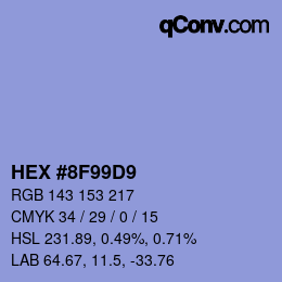 カラーコード: HEX #8F99D9 | qconv.com