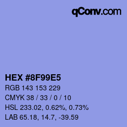 颜色代码: HEX #8F99E5 | qconv.com