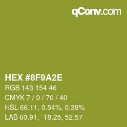 Color code: HEX #8F9A2E | qconv.com