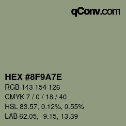 Color code: HEX #8F9A7E | qconv.com