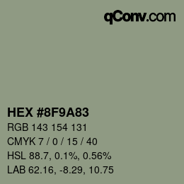 颜色代码: HEX #8F9A83 | qconv.com