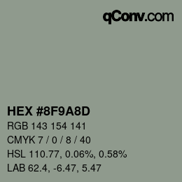 カラーコード: HEX #8F9A8D | qconv.com
