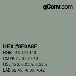 Color code: HEX #8F9A8F | qconv.com