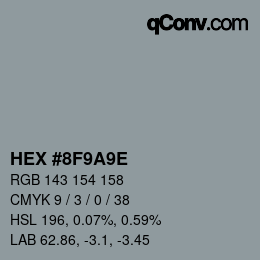 Color code: HEX #8F9A9E | qconv.com