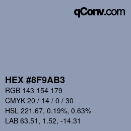 Color code: HEX #8F9AB3 | qconv.com