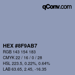 颜色代码: HEX #8F9AB7 | qconv.com
