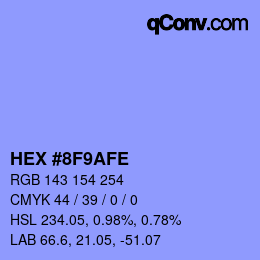 Color code: HEX #8F9AFE | qconv.com