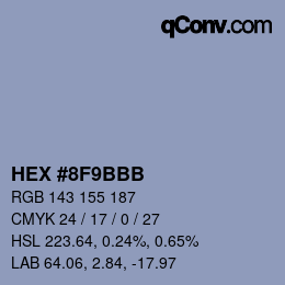 Color code: HEX #8F9BBB | qconv.com