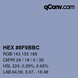 Color code: HEX #8F9BBC | qconv.com