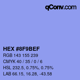 カラーコード: HEX #8F9BEF | qconv.com