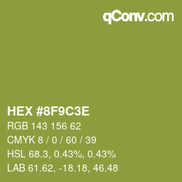 Color code: HEX #8F9C3E | qconv.com