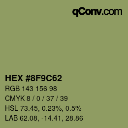 Color code: HEX #8F9C62 | qconv.com