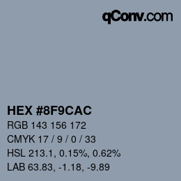 カラーコード: HEX #8F9CAC | qconv.com