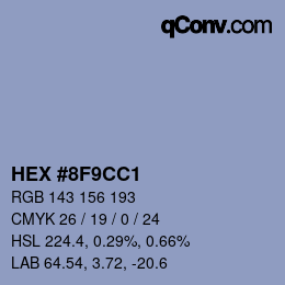 Color code: HEX #8F9CC1 | qconv.com