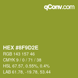 Color code: HEX #8F9D2E | qconv.com