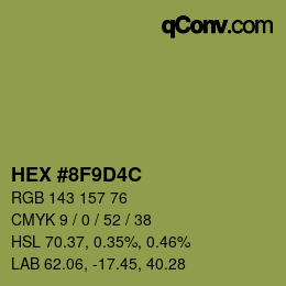 Color code: HEX #8F9D4C | qconv.com